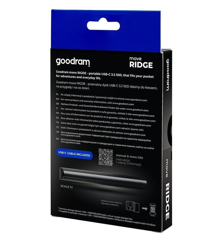Накопитель внешний SSD 512GB Goodram Black (SSDR-GMRE-512-K0)