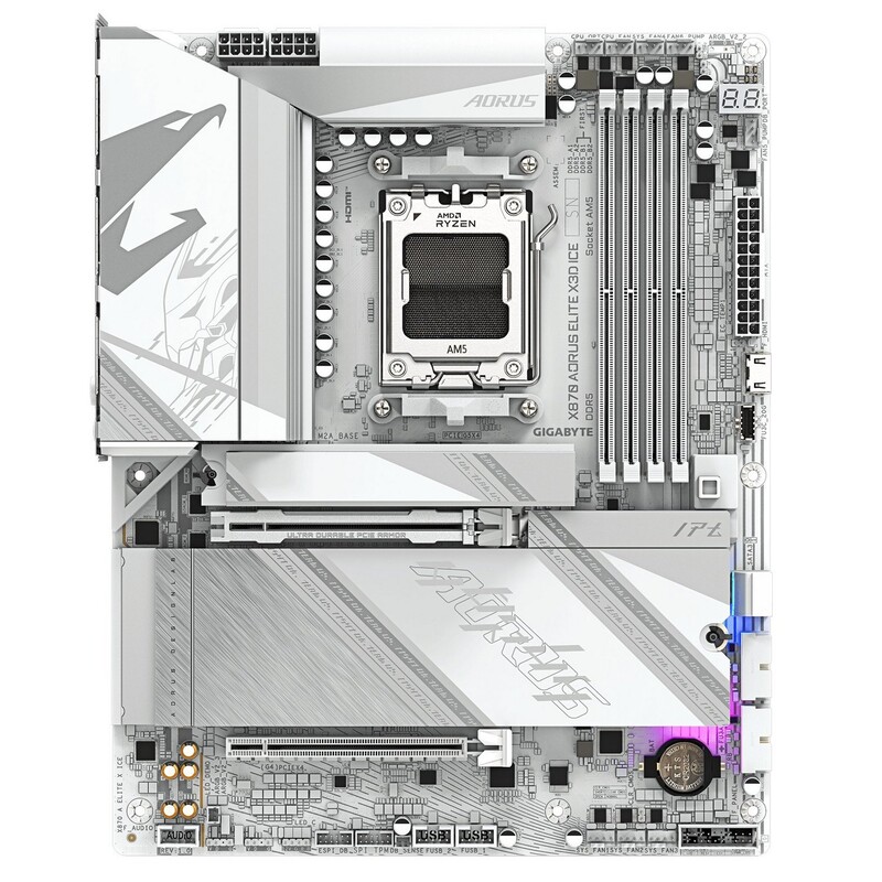 Материнська плата Gigabyte X870 Aorus Elite X3D Ice Socket AM5