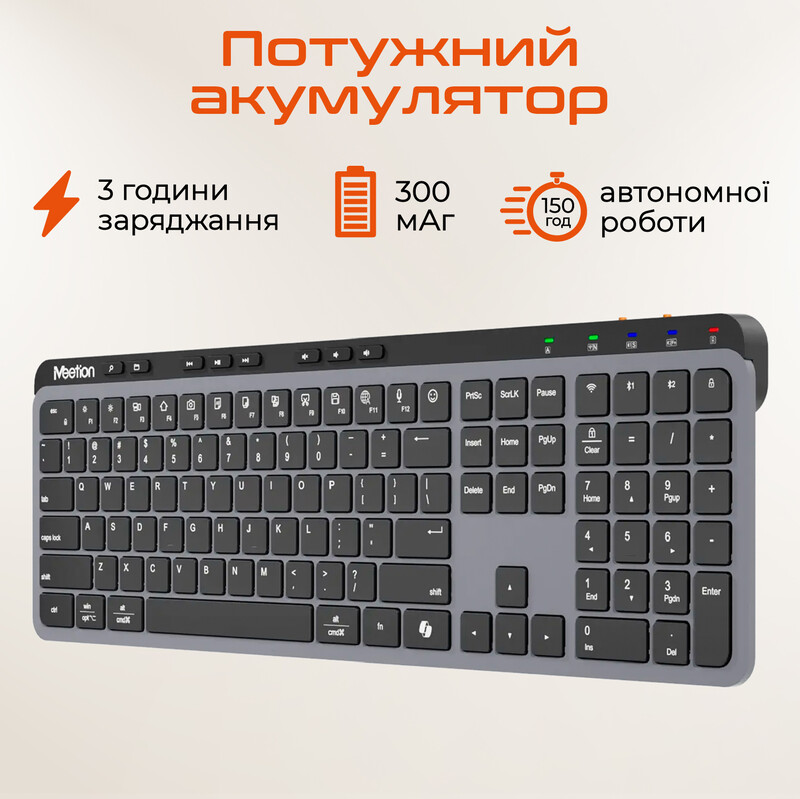 Клавіатура бездротова Meetion WK330 Black (MT-WK330-A-RUA)