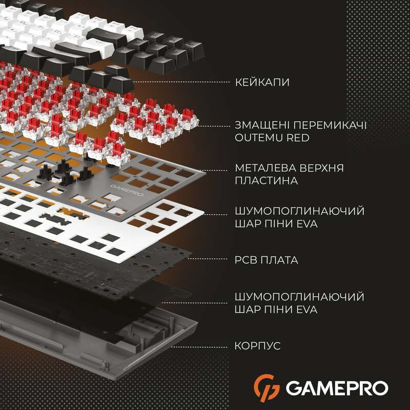Клавиатура GamePro Genesis Joker MK124G Outemu Red Swithes USB Gray