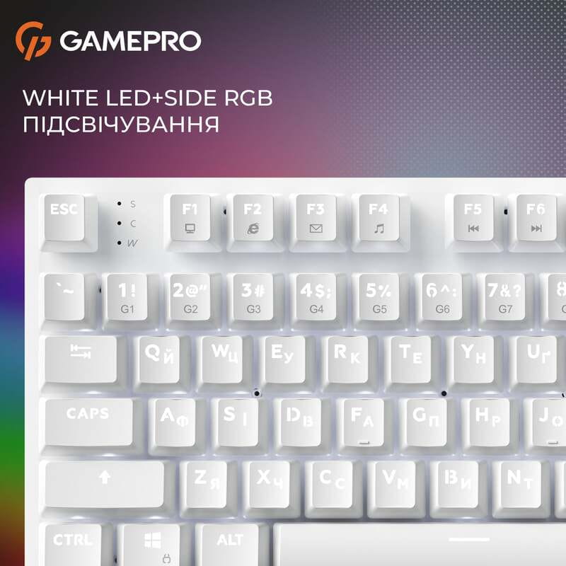 Клавиатура GamePro Genesis Joker MK124W Outemu Red Swithes USB White