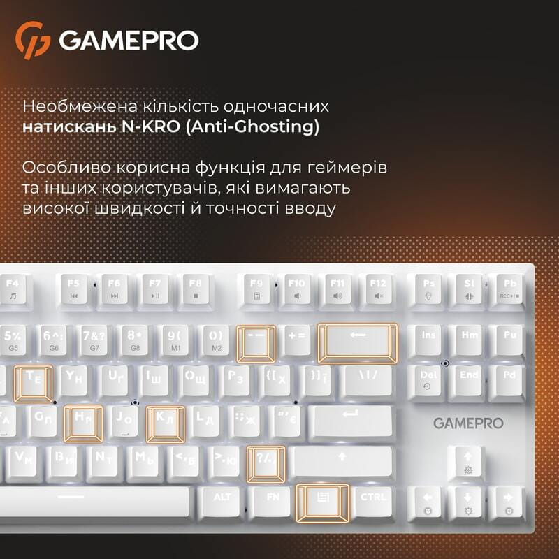 Клавиатура GamePro Genesis Joker MK124W Outemu Red Swithes USB White