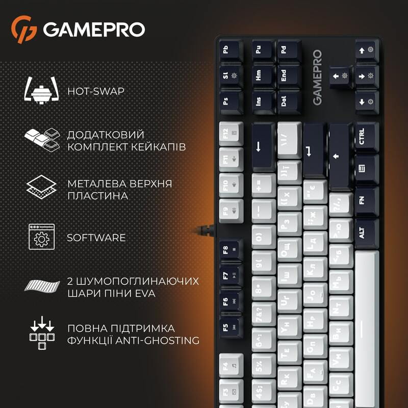 Клавиатура GamePro Genesis Metallic MK110B Outemu Red Swithes USB Black