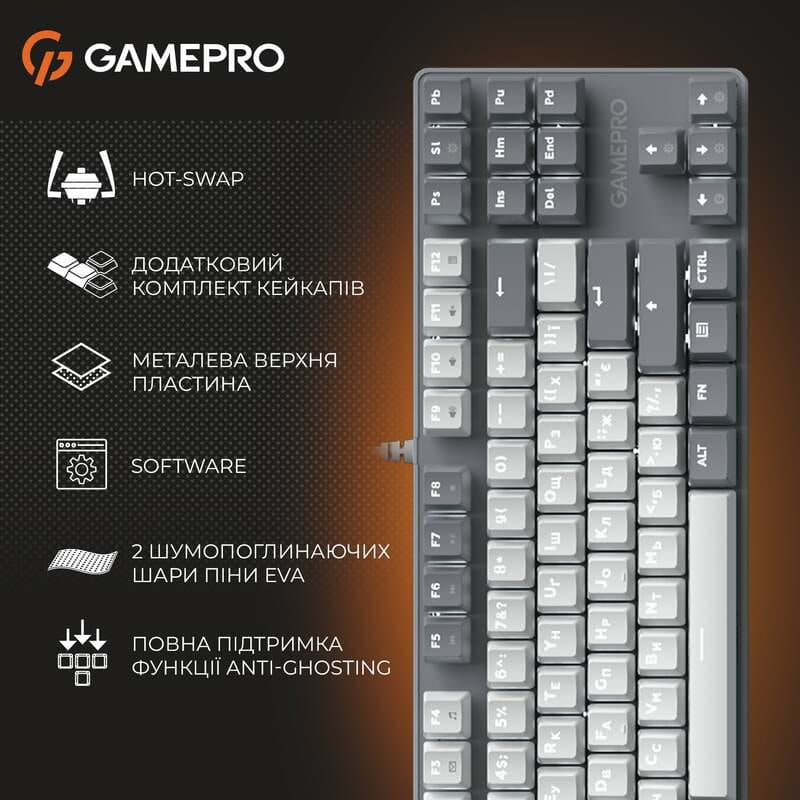 Клавіатура GamePro Genesis Metallic MK110G Outemu Red Swithes USB Gray