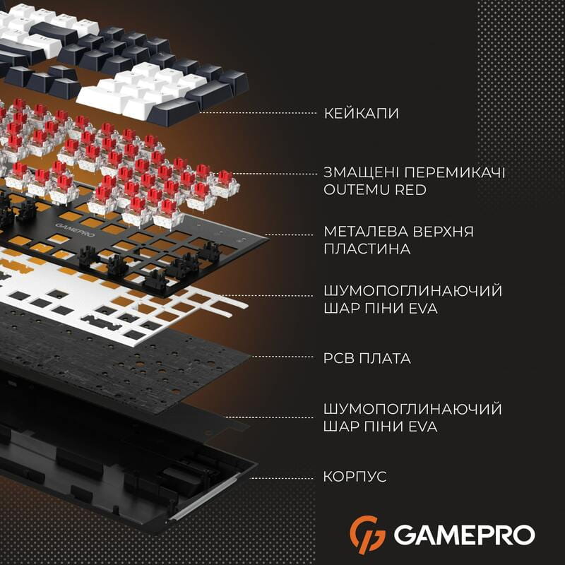 Клавиатура GamePro Genesis Metallic MK144B Outemu Red Swithes USB Black
