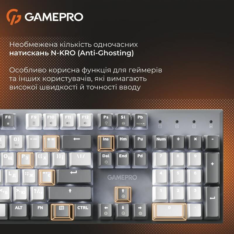 Клавиатура GamePro Genesis Metallic MK144G Outemu Red Swithes USB Gray