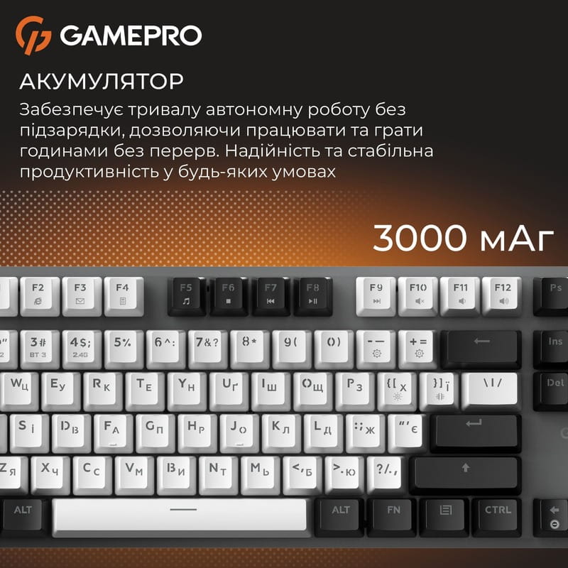 Клавіатура бездротова GamePro Genesis Joker Pro MK124G Pro Gray