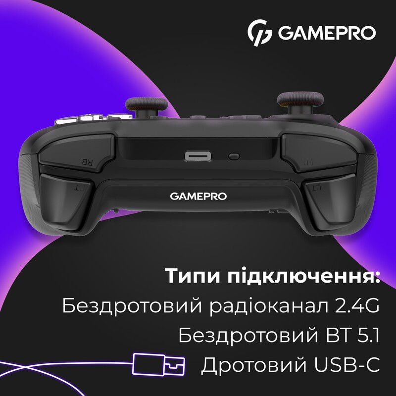 Геймпад GamePro із зарядною станцією GPX13BDOC Black