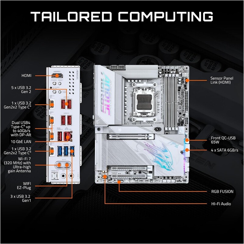 Материнская плата Gigabyte X870E Aorus Pro X3D Ice Socket AM5