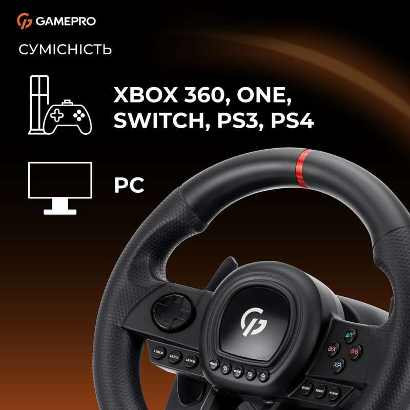 Кермо GamePro RW038PM з педалями та коробкою передач