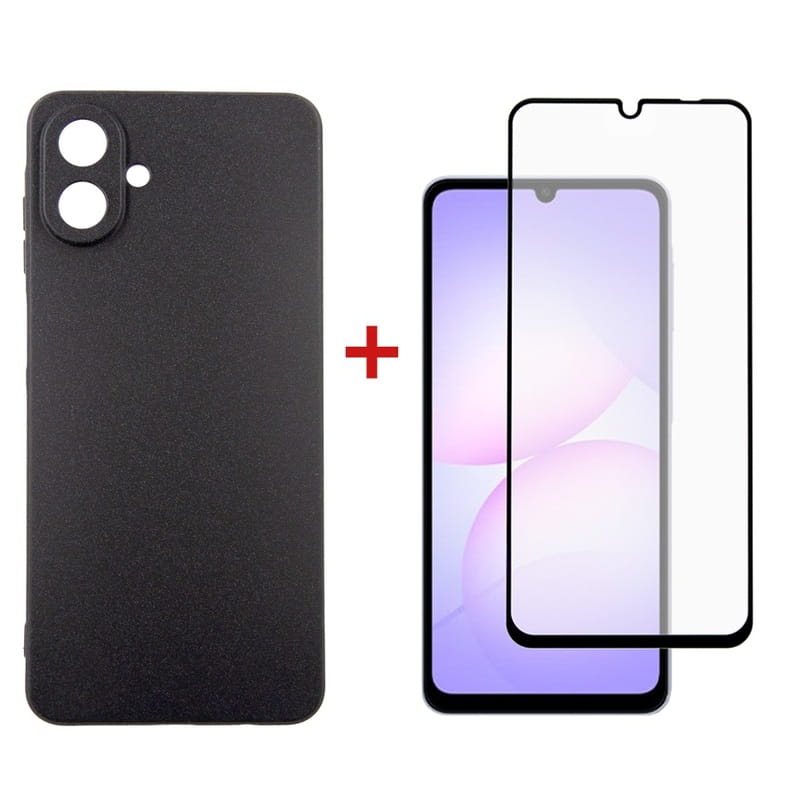 Чeхол-накладка Dengos Carbon для Samsung Galaxy A07 Black (DG-KM-162) + защитное стекло