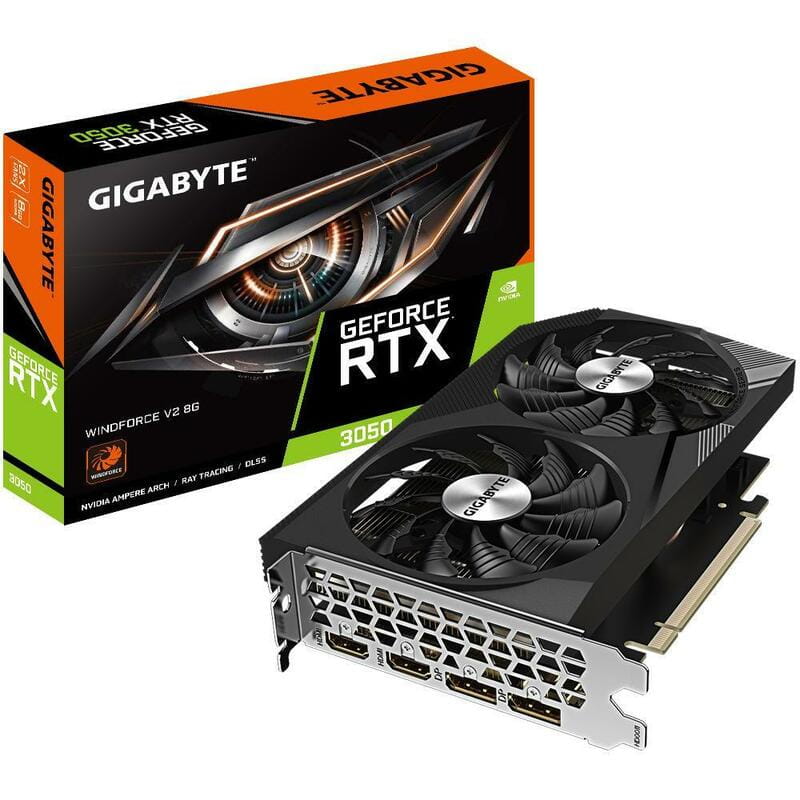 Відеокарта GF RTX 3050 8GB GDDR6 WindForce V2 Gigabyte (GV-N3050WF2V2-8GD)