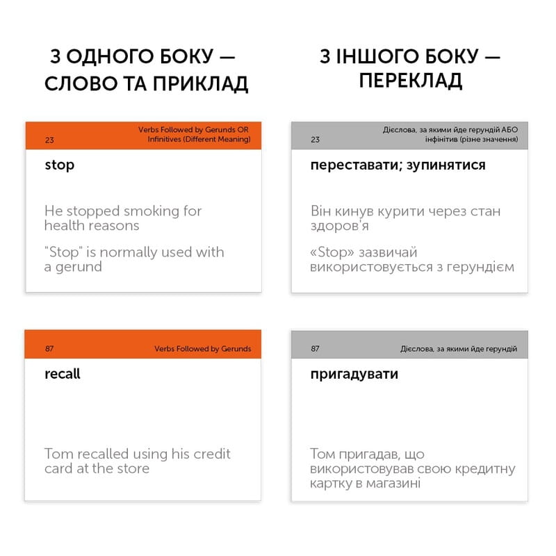 Картки для вивчення англійської мови English Student. Gerund and Infinitive vol.1