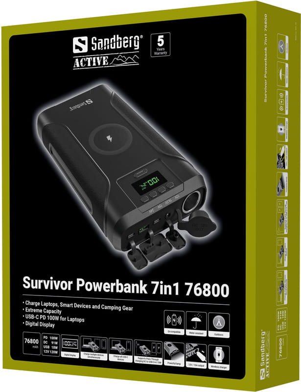 Універсальна мобільна батарея Sandberg Survivor Powerbank 76800mAh Black (421-15)