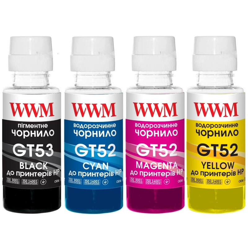 Комплект чернил WWM HP GT52/53 115/315/319/410/415/419 BK/С/M/Y (GT53SET) 4*100г