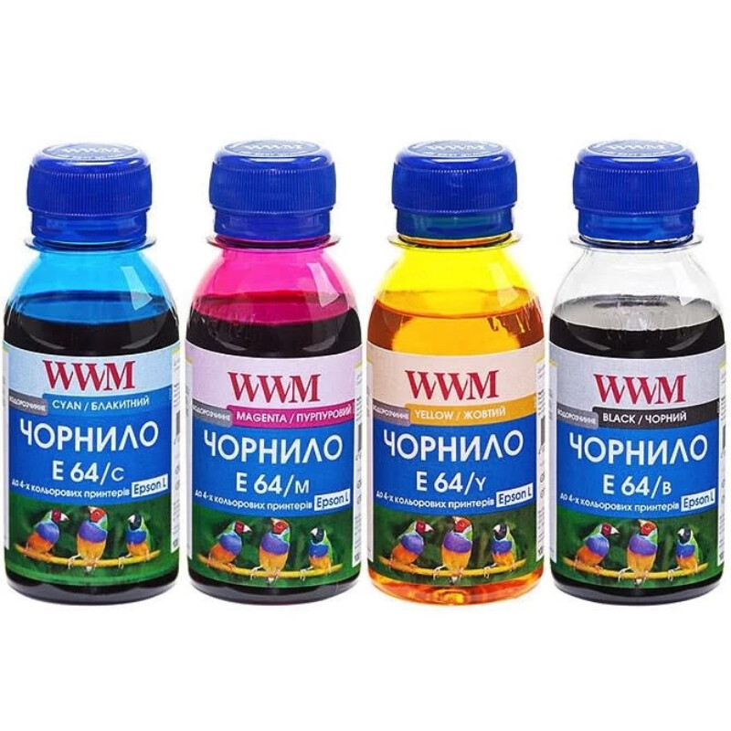 Комплект чернил WWM Epson L110/210/355 B/C/M/Y (E64SET4-2) 4*100г