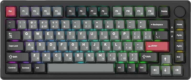 Клавіатура бездротова GamePro Asgard Yord Keychron Super Red Switch Black (MK266BK)