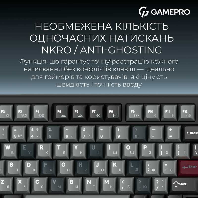 Клавіатура бездротова GamePro Asgard Yord Keychron Super Red Switch Black (MK266BK)