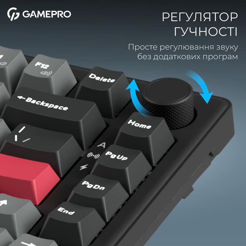 Клавіатура бездротова GamePro Asgard Yord Keychron Super Red Switch Black (MK266BK)