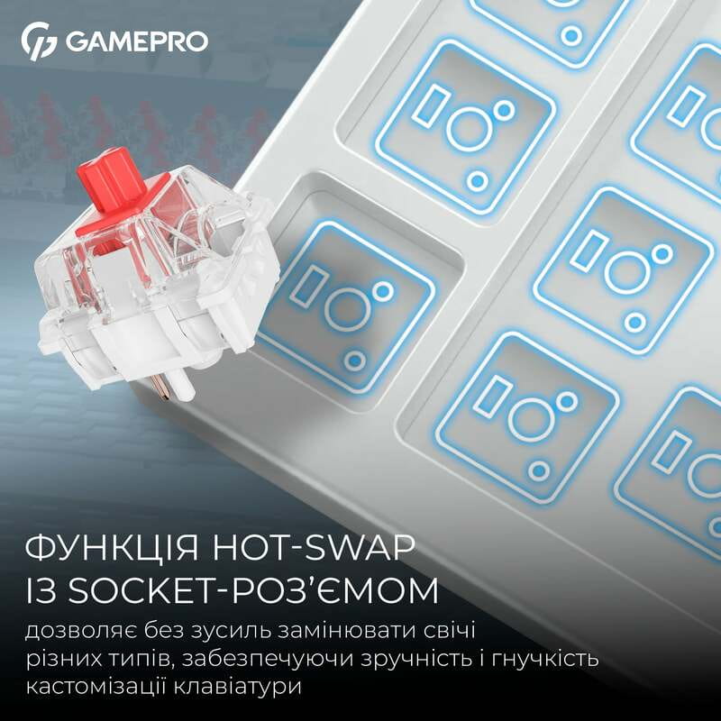 Клавіатура бездротова GamePro Asgard Yord Keychron Super Red Switch White (MK266WH)
