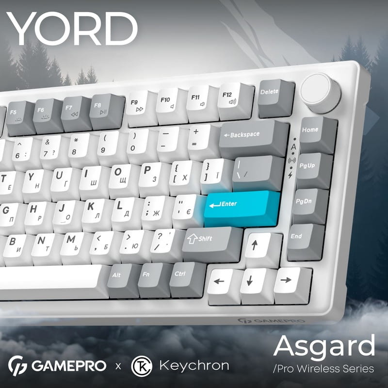 Клавіатура бездротова GamePro Asgard Yord Keychron Super Red Switch White (MK266WH)