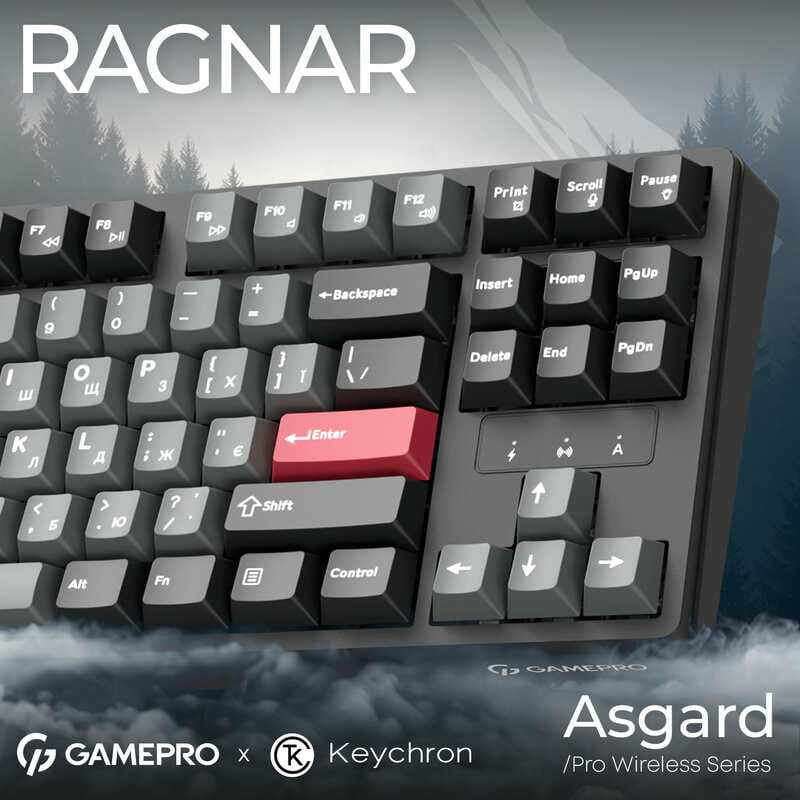 Клавіатура бездротова GamePro Asgard Ragnar Keychron Super Red Switch Black (MK285BK)