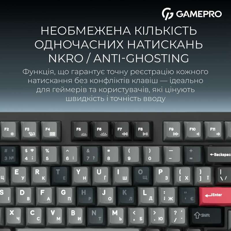 Клавіатура бездротова GamePro Asgard Drakkar Keychron Super Red Switch Black (MK305BK)