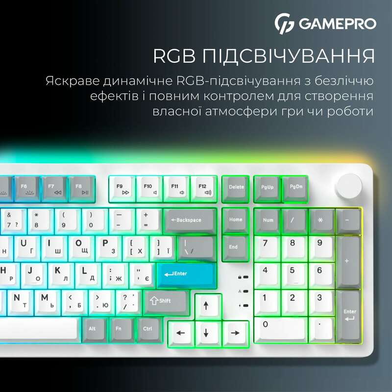 Клавіатура бездротова GamePro Asgard Drakkar Keychron Super Red Switch White (MK305WH)