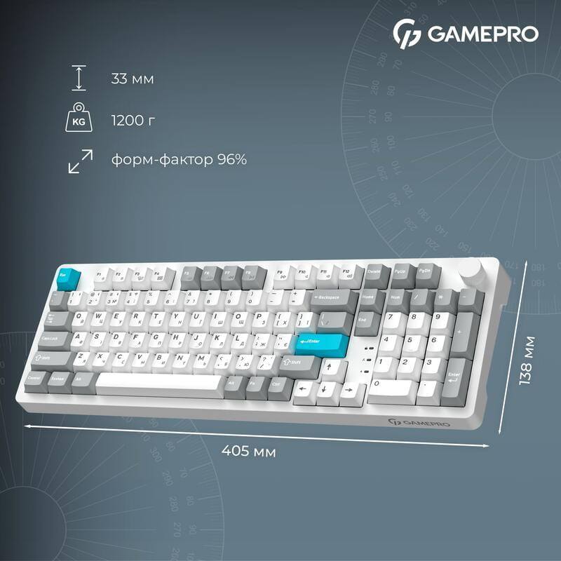 Клавіатура бездротова GamePro Asgard Drakkar Keychron Super Red Switch White (MK305WH)