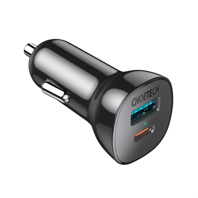 Автомобільний зарядний пристрій Choetech (1USB Type C; 1USB) 38W PD3.0 QC3.0 Black (TC0005-BK)