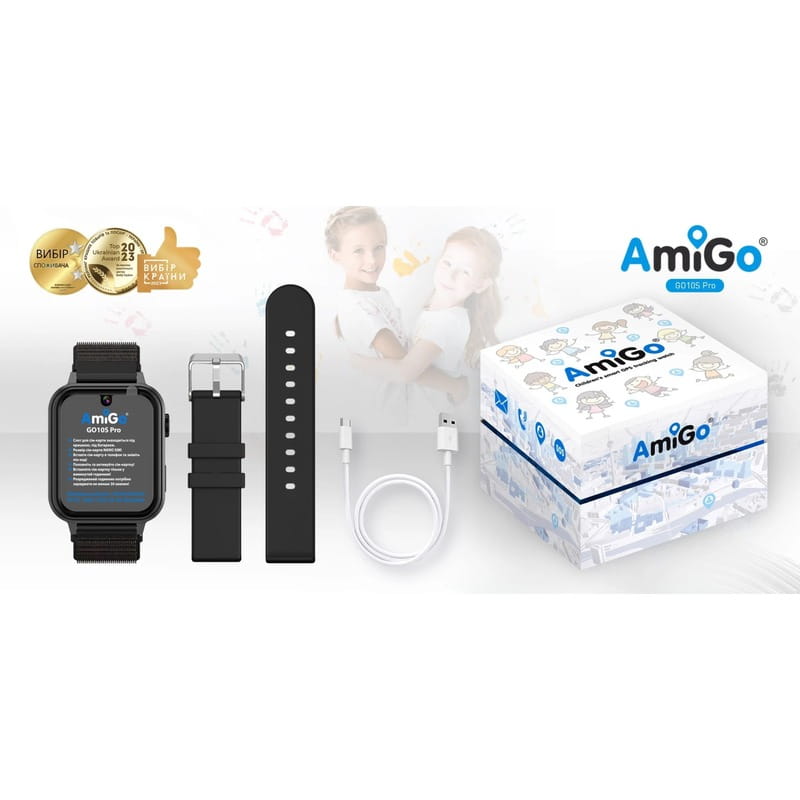 Дитячий смарт-годинник AmiGo GO10S Pro WiFi Black