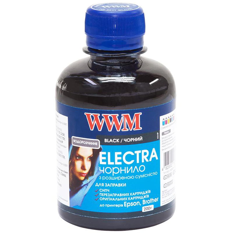 Чорнило WWM EPSON Universal Electra для Epson серій Stylus C/CX, T/TX, S/SX, Stylus Office B/BX, T/TX, Stylus Photo, Stylus Photo R/RX, T/TX, P/PX Black (EU/B) 200г