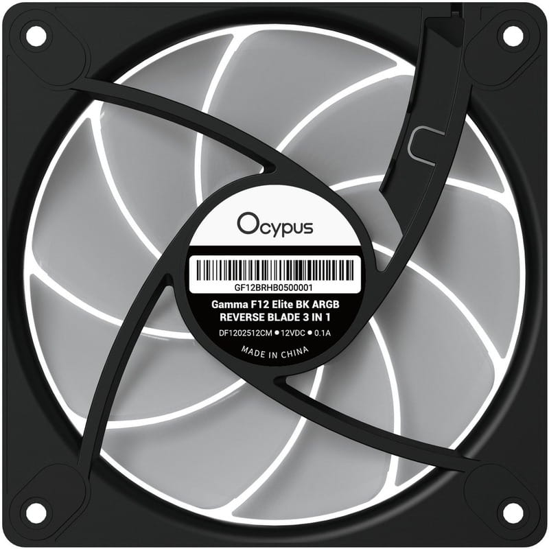 Вентилятор Ocypus Gamma F12 Elite ARGB Reverse Blade Black (GAMMA-F12-BK1AM01E-GL)