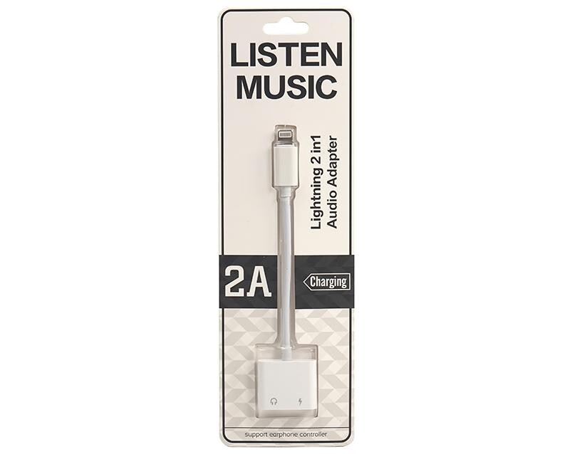 Адаптер PowerPlant Lightning-Audio 3.5 мм-Lightning, 0.1м White (CA910427)