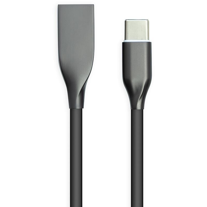 Кабель PowerPlant USB-USB-C, 1м, силікон, Black (CA911240)