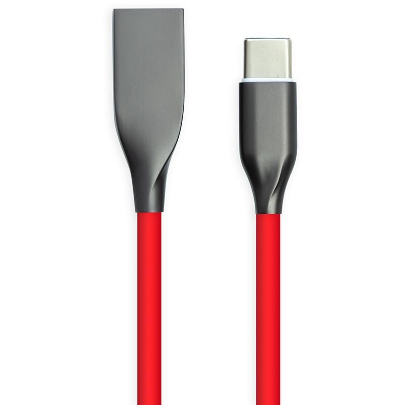 Кабель PowerPlant USB-USB-C, 2м, силикон, Red (CA911394)
