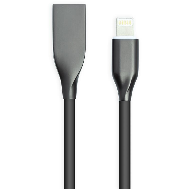 Кабель PowerPlant USB-Lightning, 2м, силікон, Black (CA911806)