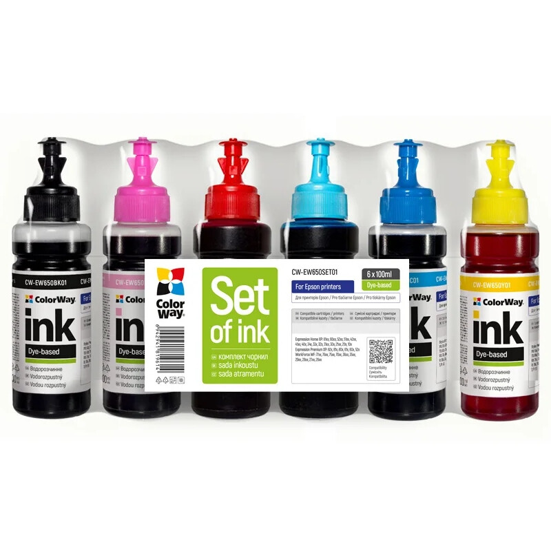 Комплект чернил ColorWay Epson TX650 BK/С/LC/LM/M/Y (CW-EW650SET01) 6*100г