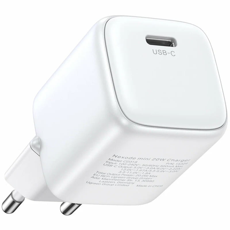 Зарядное устройство Ugreen X512 1xUSB 20W (USB-C) White (55554)