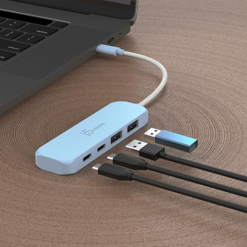 USB-хаб J5create 2 USB-A/2 USB-С Cyan (JCH342EC-N)
