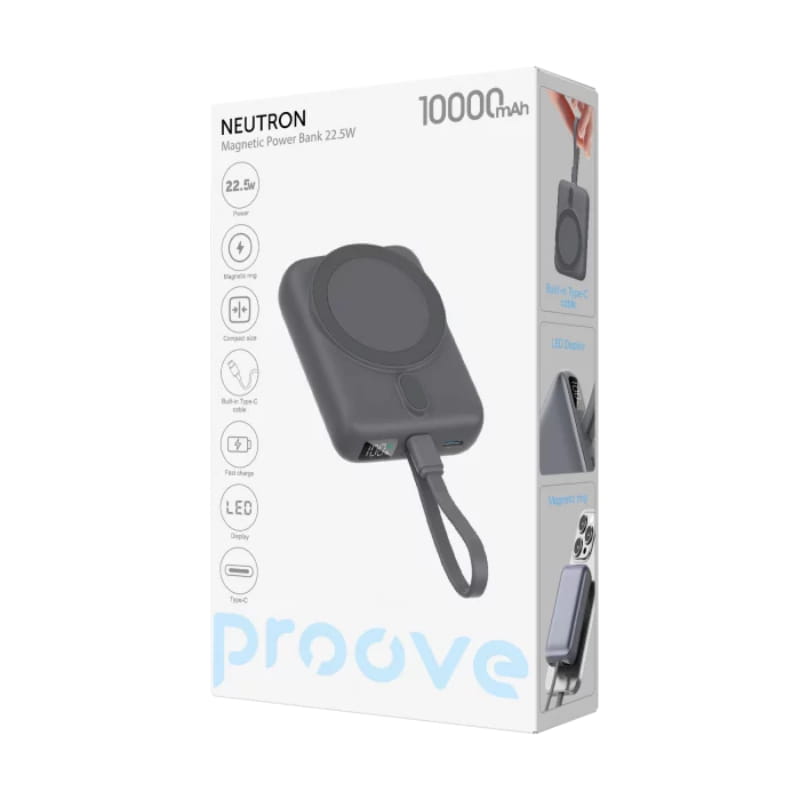 Універсальна мобільна батарея Proove Neutron 22.5W 10000mAh Gray (PBNE22022203)