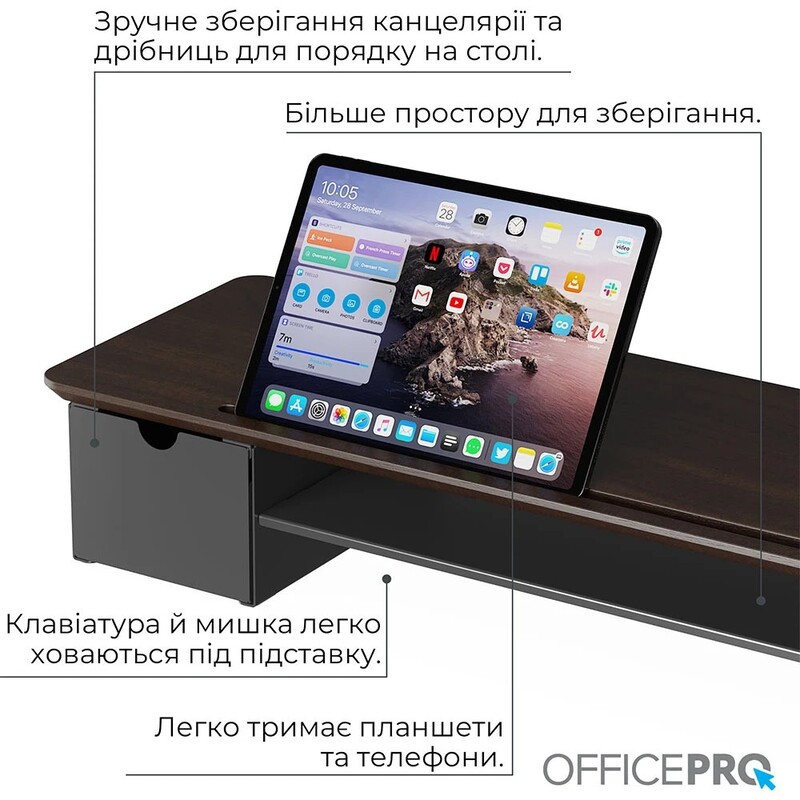 Підставка для монітора OfficePro MR161DW Dark Wood/Black