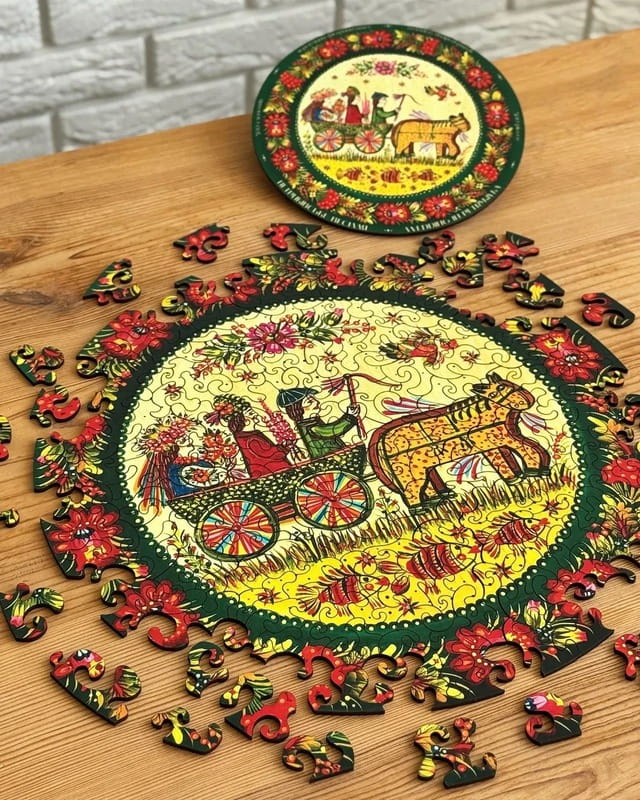 Пазл дерев`яний UkrainianPuzzles Петриківське весілля