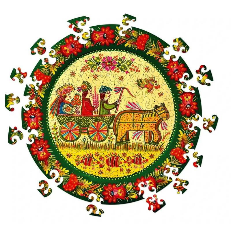 Пазл дерев`яний UkrainianPuzzles Петриківське весілля