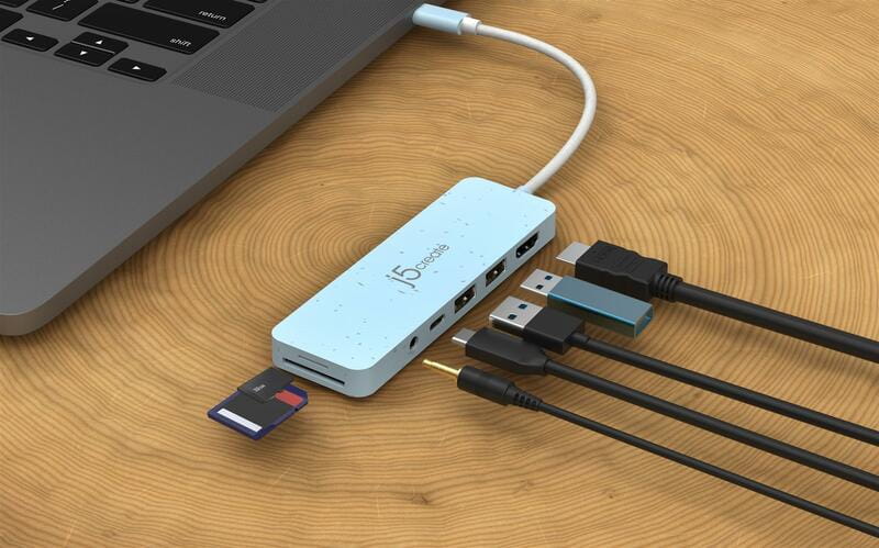 USB-хаб J5create USB-C 6-в-1 Cyan (JCD373EC-N)