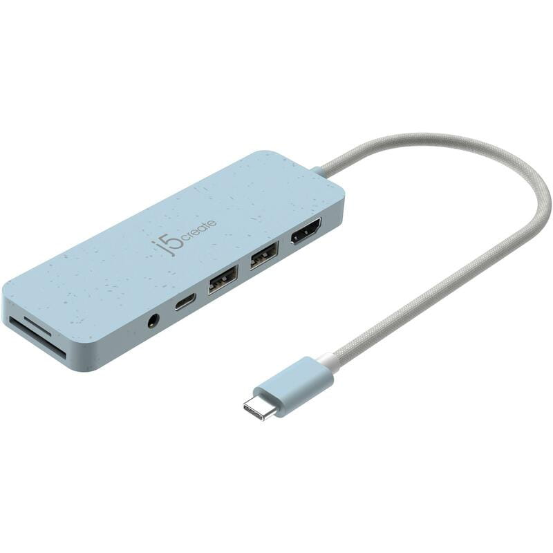 USB-хаб J5create USB-C 6-в-1 Cyan (JCD373EC-N)