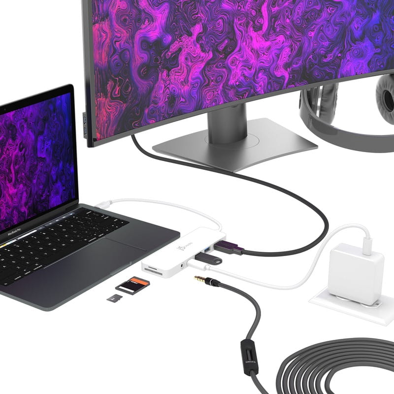 USB-хаб J5create USB-C 6-в-1 White (JCD373-N)