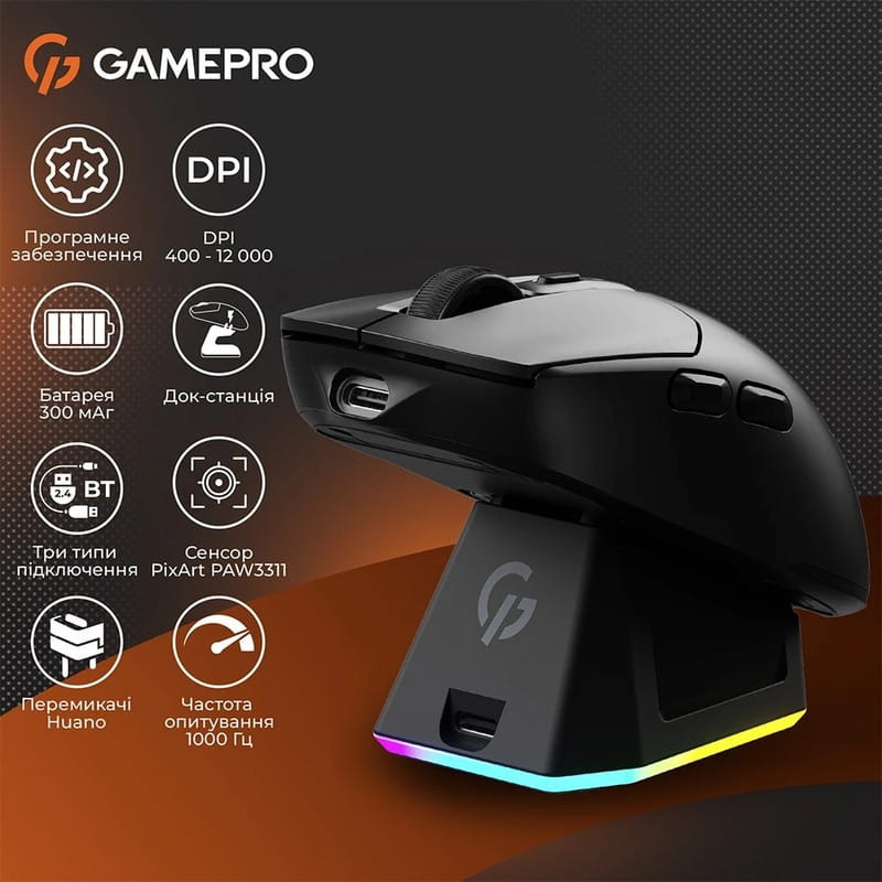 Мышь беспроводная GamePro Genesis Airmaster Black (GM167B)