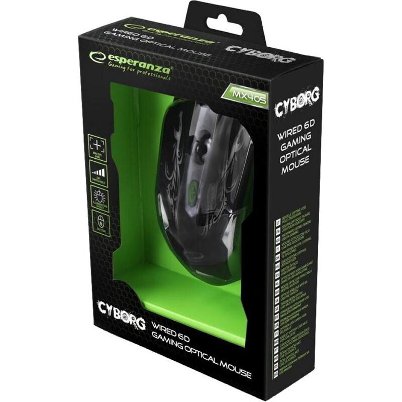 Мишка Esperanza MX405 Cyborg (EGM405) Black/Green USB