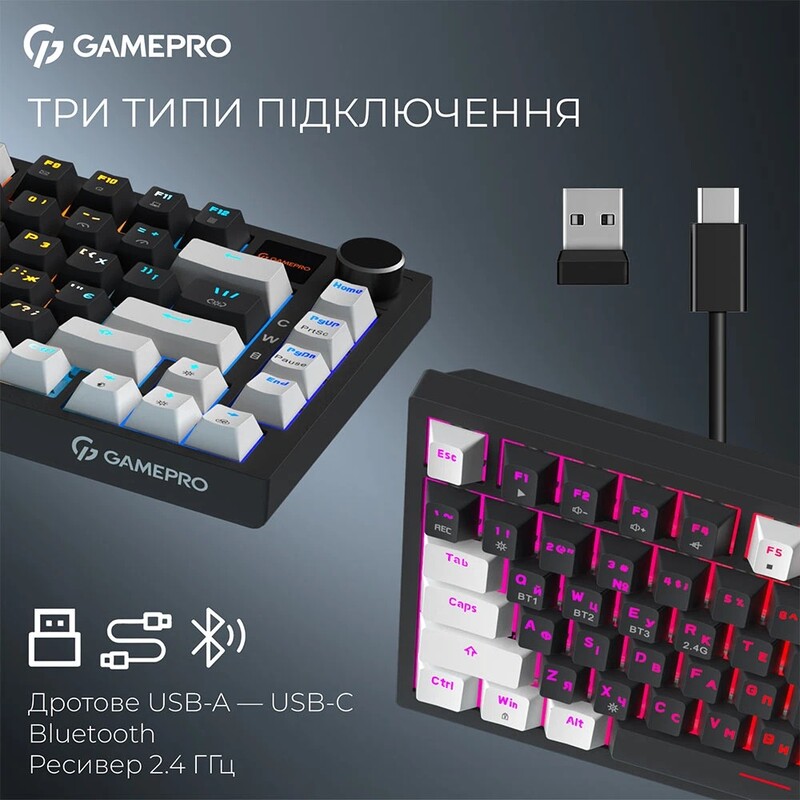 Клавиатура беспроводная GamePro Asgard Valhalla Pro Black (MK160B-D-Pro)